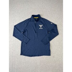 Under Armour‎ UA Project Rock Tech Pullover Mens M Navy 1/4 Zip Mock Neck